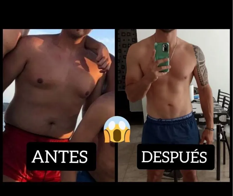 Comparación de un paciente: antes y después de cambiar su composición corporal